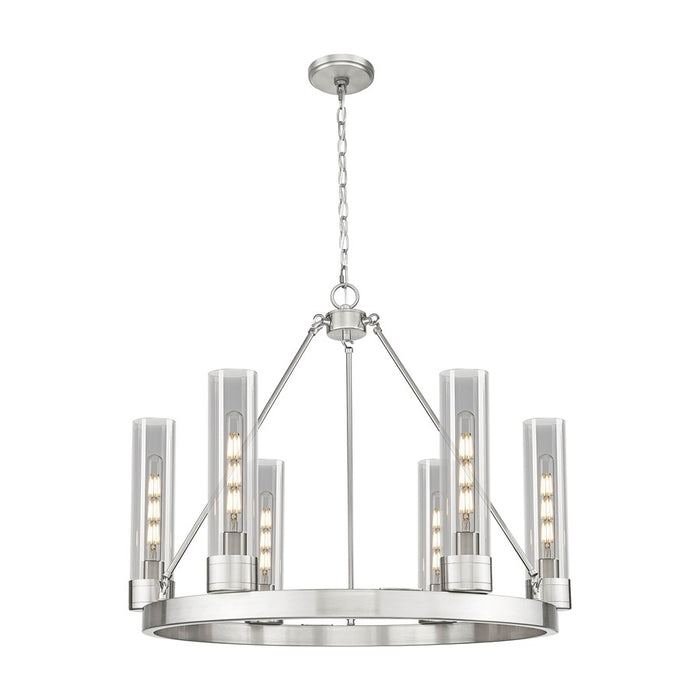 Innovations Boreas 6Lt 29" Chandelier 11" Shade, SN/Smoke - 617-6CR-SN-G617-11SM