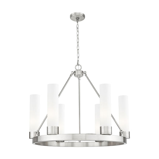 Innovations Boreas 6Lt 29" Chandelier 11" Shade, SN/STWH - 617-6CR-SN-G617-11SWH