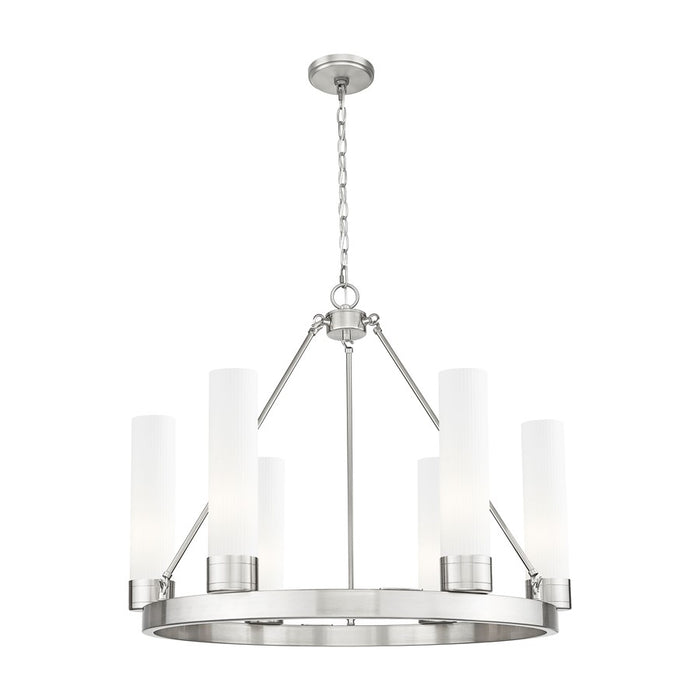 Innovations Boreas 6Lt 29" Chandelier 11" Shade, SN/STWH - 617-6CR-SN-G617-11SWH
