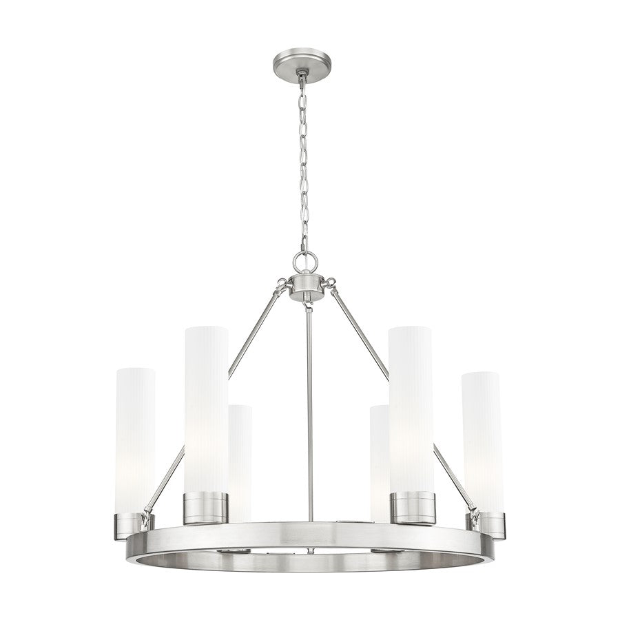 Innovations Boreas 6Lt 29" Chandelier 11" Shade, SN/STWH - 617-6CR-SN-G617-11SWH