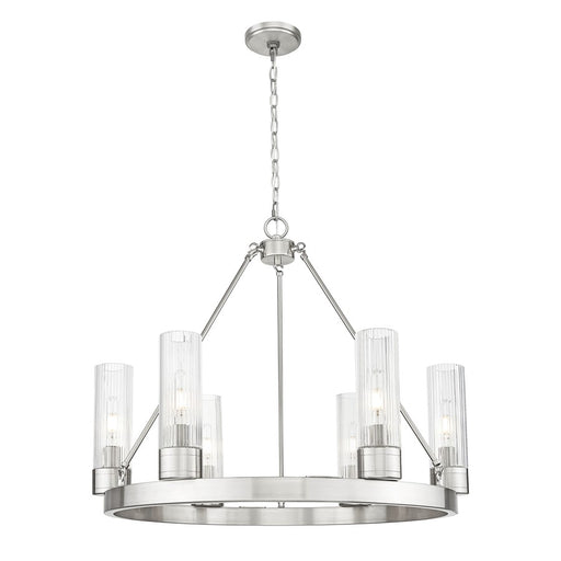 Innovations Boreas 6Lt 29" Chandelier 8" Shade, SN/STCL - 617-6CR-SN-G617-8SCL
