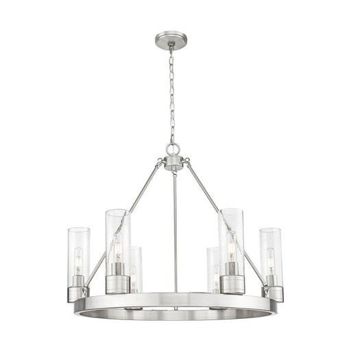 Innovations Boreas 6Lt 29" Chandelier 8" Shade, SN/Seed - 617-6CR-SN-G617-8SDY