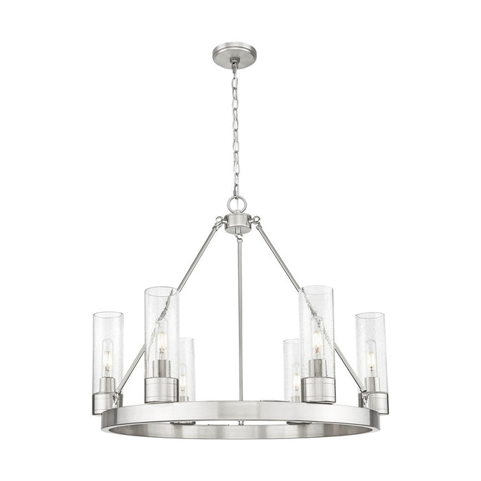 Innovations Boreas 6Lt 29" Chandelier 8" Shade, SN/Seed - 617-6CR-SN-G617-8SDY