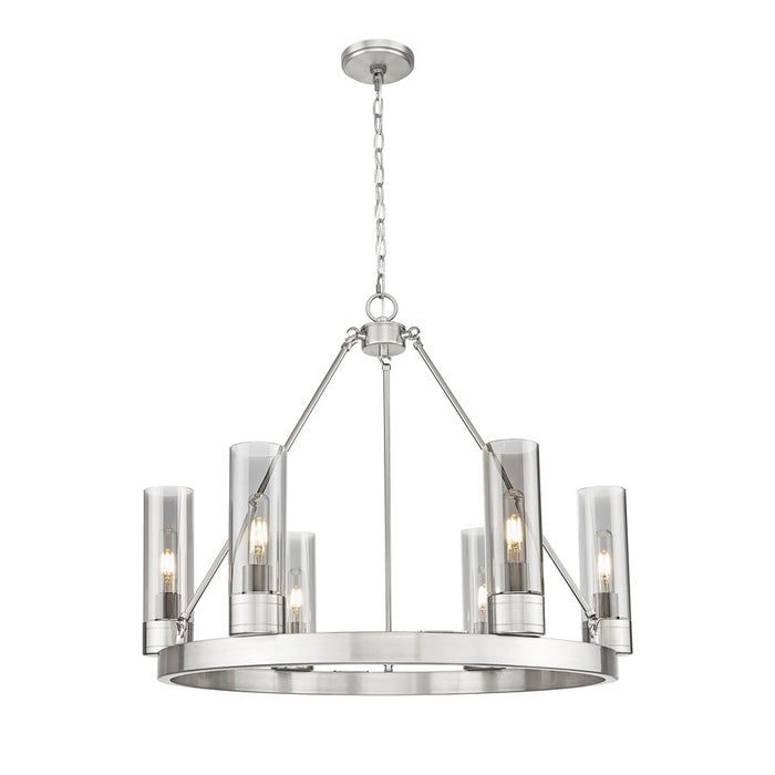 Innovations Boreas 6Lt 29" Chandelier 8" Shade, SN/Smoke - 617-6CR-SN-G617-8SM