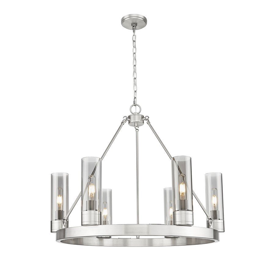 Innovations Boreas 6Lt 29" Chandelier 8" Shade, SN/Smoke - 617-6CR-SN-G617-8SM