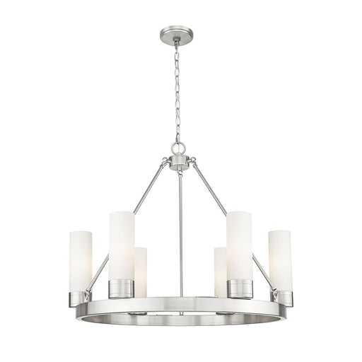Innovations Boreas 6Lt 29" Chandelier 8" Shade, SN/STWH - 617-6CR-SN-G617-8SWH