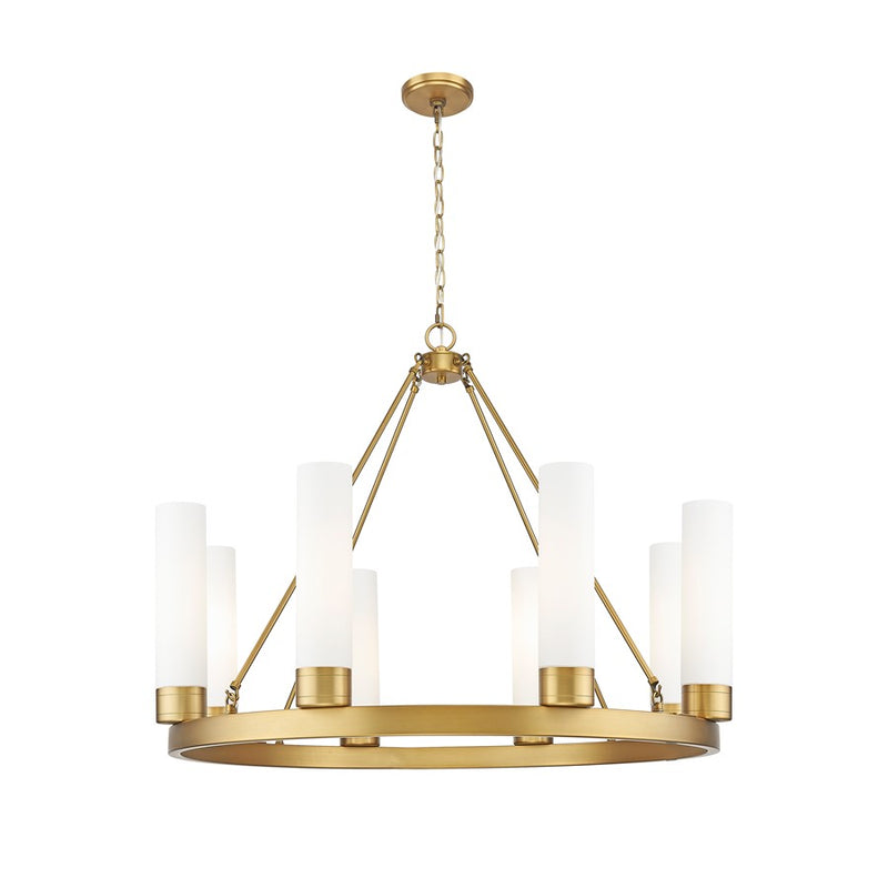 Innovations Boreas 6Lt 36" Chandelier 11" Shade, BB/White - 617-8CR-BB-G617-11WH