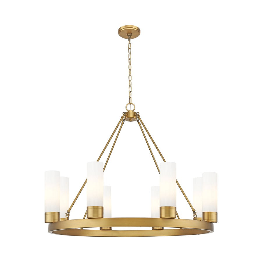 Innovations Boreas 6Lt 36" Chandelier 8" Shade, BB/STWH - 617-8CR-BB-G617-8SWH