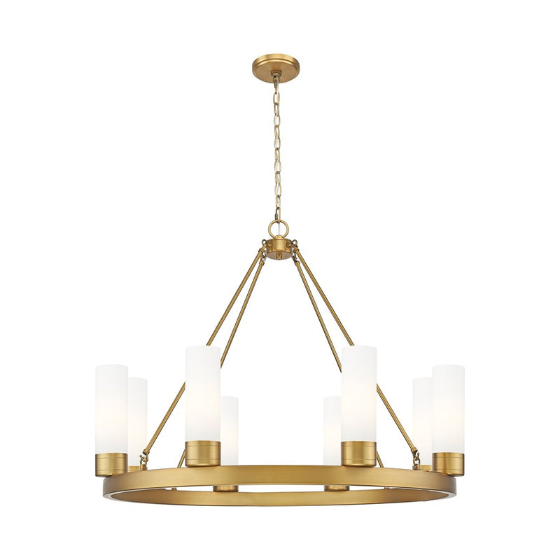Innovations Boreas 6Lt 36" Chandelier 8" Shade, BB/White - 617-8CR-BB-G617-8WH