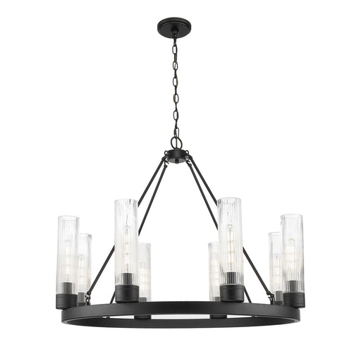 Innovations Boreas 6Lt 36" Chandelier 11" Shade, BK/STCL - 617-8CR-BK-G617-11SCL