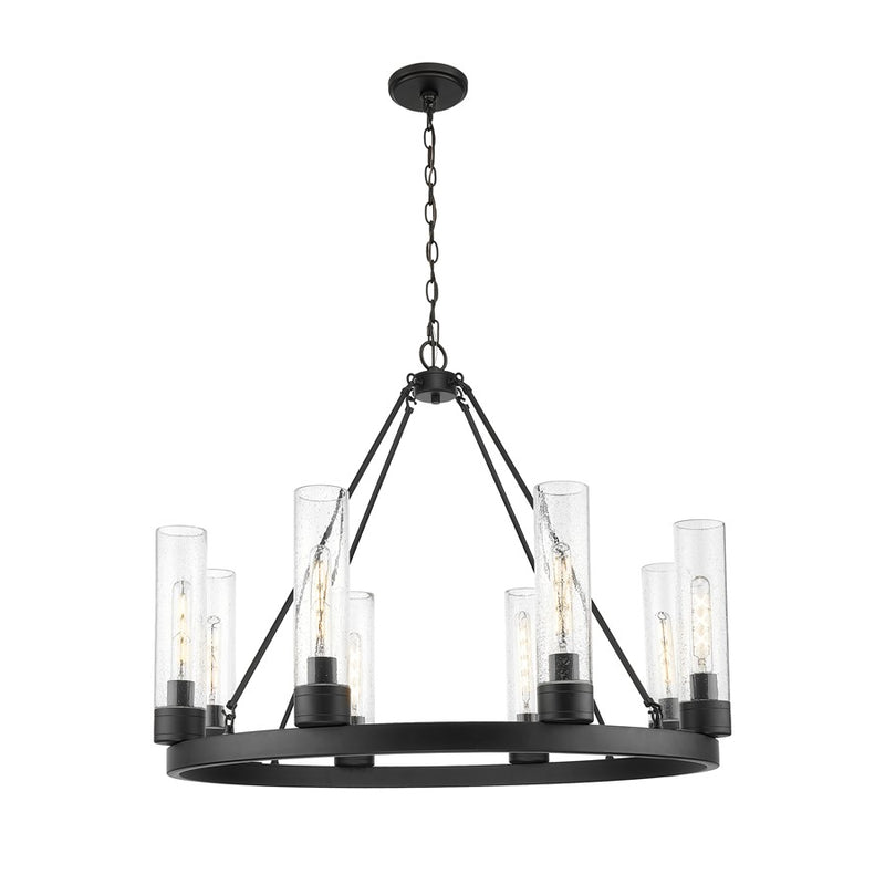 Innovations Boreas 6Lt 36" Chandelier 11" Shade, BK/Seed - 617-8CR-BK-G617-11SDY