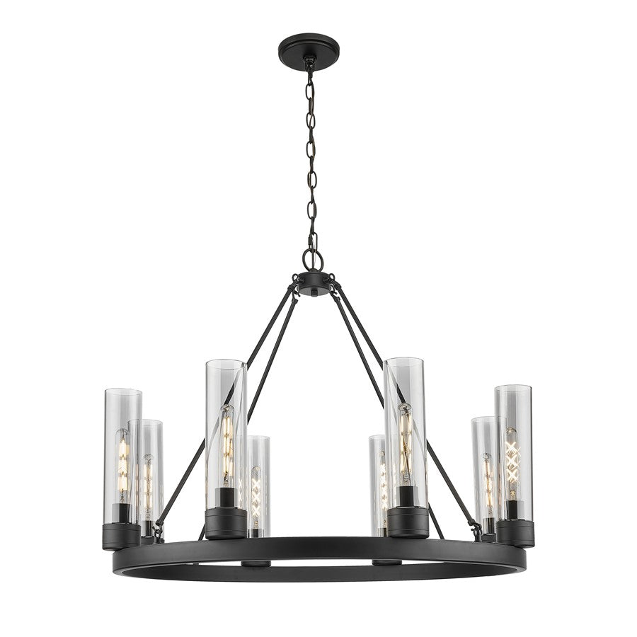 Innovations Boreas 6Lt 36" Chandelier 11" Shade, BK/SM - 617-8CR-BK-G617-11SM