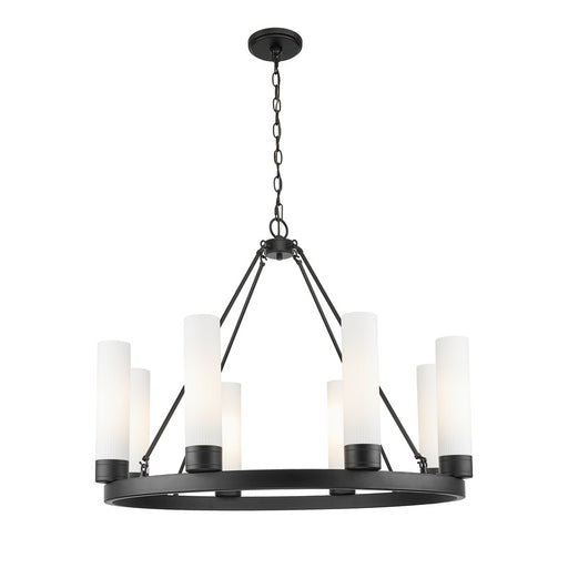 Innovations Boreas 6Lt 36" Chandelier 11" Shade, BK/STWH - 617-8CR-BK-G617-11SWH