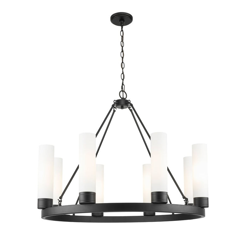Innovations Boreas 6Lt 36" Chandelier 11" Shade, BK/WH - 617-8CR-BK-G617-11WH