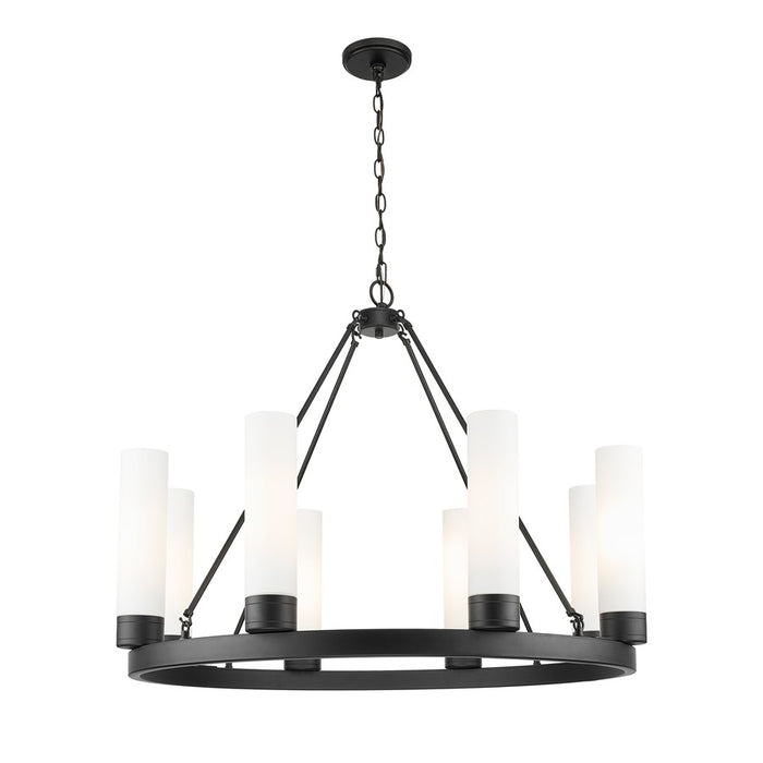 Innovations Boreas 6Lt 36" Chandelier 11" Shade, BK/WH - 617-8CR-BK-G617-11WH