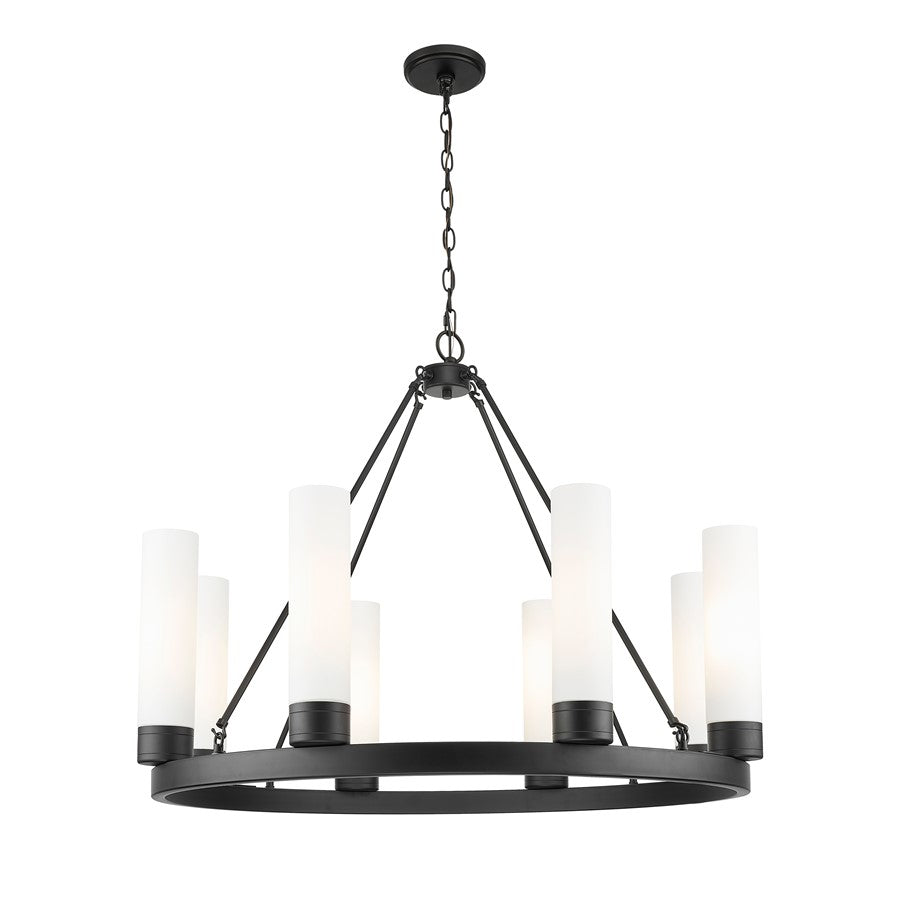 Innovations Boreas 6Lt 36" Chandelier 11" Shade, BK/WH - 617-8CR-BK-G617-11WH