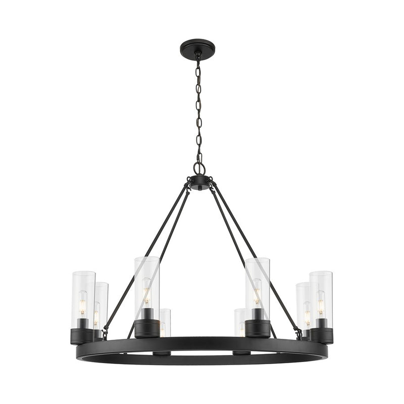 Innovations Boreas 6Lt 36" Chandelier 8" Shade, BK/CL - 617-8CR-BK-G617-8CL