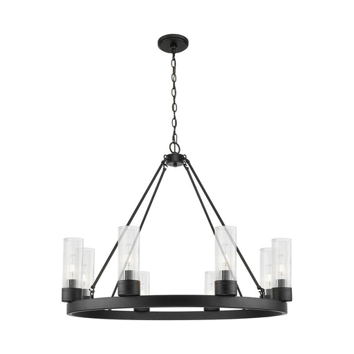 Innovations Boreas 6Lt 36" Chandelier 8" Shade, BK/STCL - 617-8CR-BK-G617-8SCL