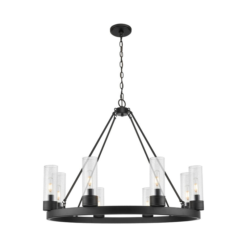 Innovations Boreas 6Lt 36" Chandelier 8" Shade, BK/Seed - 617-8CR-BK-G617-8SDY