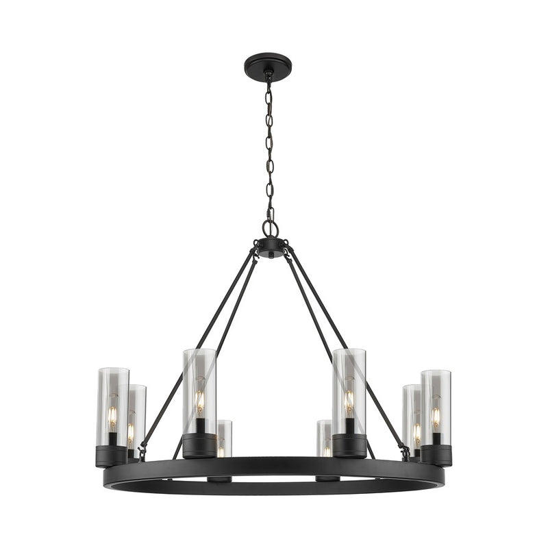 Innovations Boreas 6Lt 36" Chandelier 8" Shade, BK/SM - 617-8CR-BK-G617-8SM