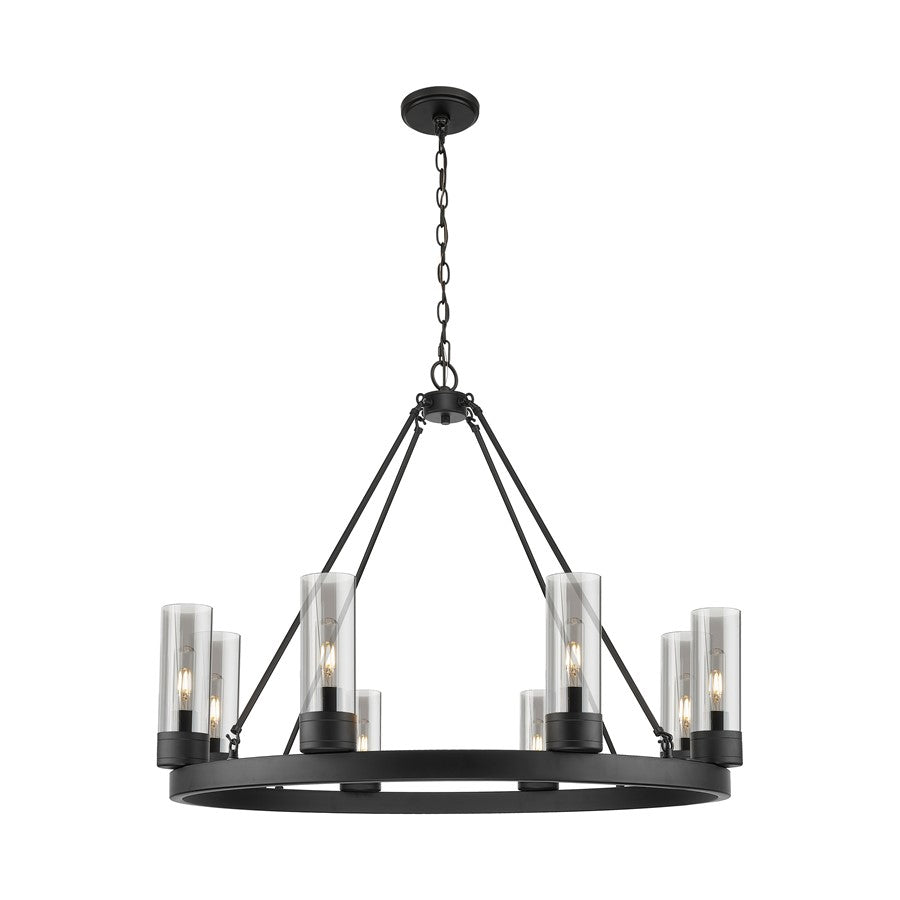 Innovations Boreas 6Lt 36" Chandelier 8" Shade, BK/SM - 617-8CR-BK-G617-8SM