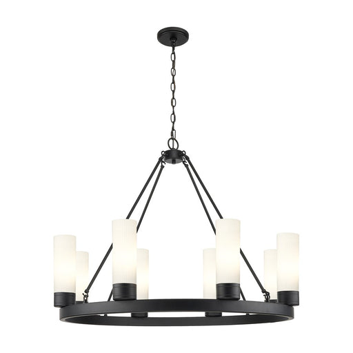 Innovations Boreas 6Lt 36" Chandelier 8" Shade, BK/STWH - 617-8CR-BK-G617-8SWH