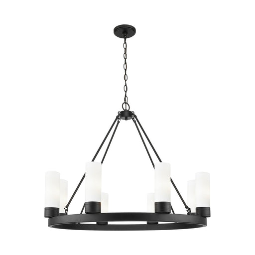 Innovations Boreas 6Lt 36" Chandelier 8" Shade, BK/WH - 617-8CR-BK-G617-8WH