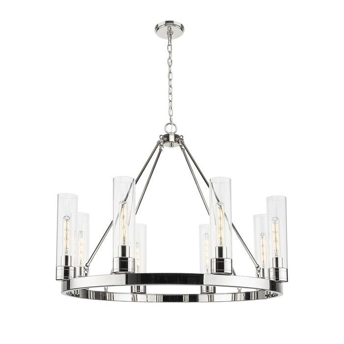 Innovations Boreas 6Lt 36" Chandelier 11" Shade, PN/Clear - 617-8CR-PN-G617-11CL