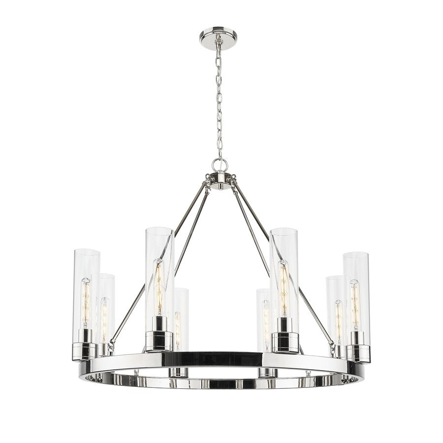 Innovations Boreas 6Lt 36" Chandelier 11" Shade, PN/Clear - 617-8CR-PN-G617-11CL