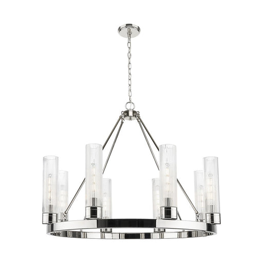 Innovations Boreas 6Lt 36" Chandelier 11" Shade, PN/STCL - 617-8CR-PN-G617-11SCL