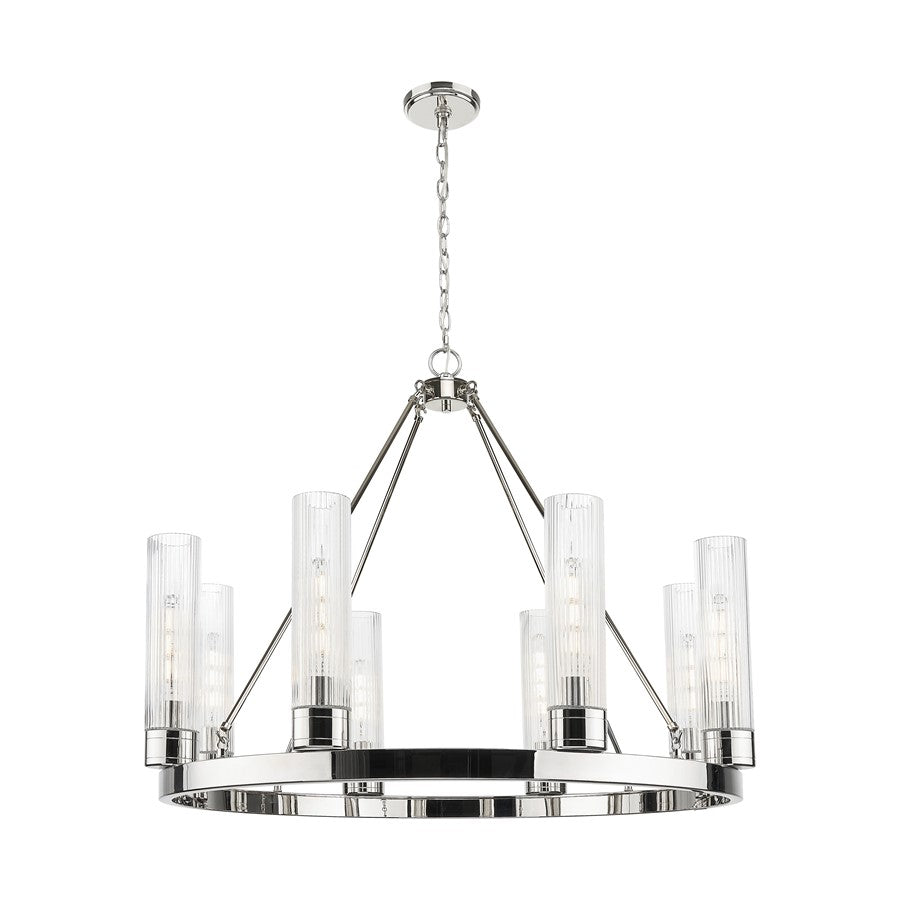 Innovations Boreas 6Lt 36" Chandelier 11" Shade, PN/STCL - 617-8CR-PN-G617-11SCL