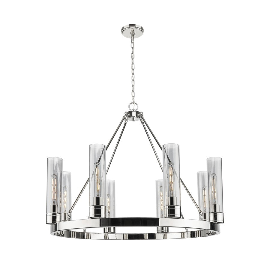 Innovations Boreas 6Lt 36" Chandelier 11" Shade, PN/Smoke - 617-8CR-PN-G617-11SM