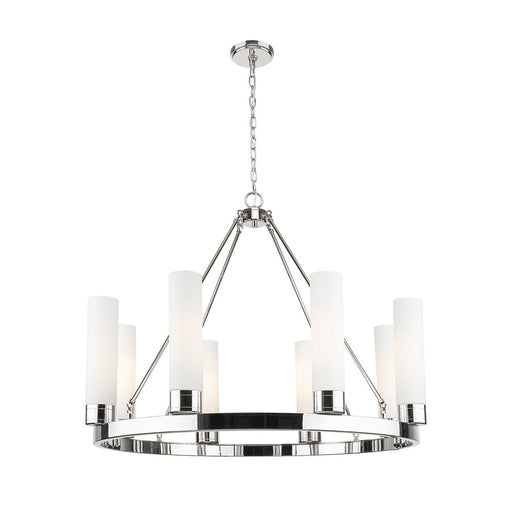 Innovations Boreas 6Lt 36" Chandelier 11" Shade, PN/White - 617-8CR-PN-G617-11WH