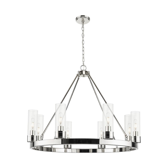 Innovations Boreas 6Lt 36" Chandelier 8" Shade, PN/Clear - 617-8CR-PN-G617-8CL