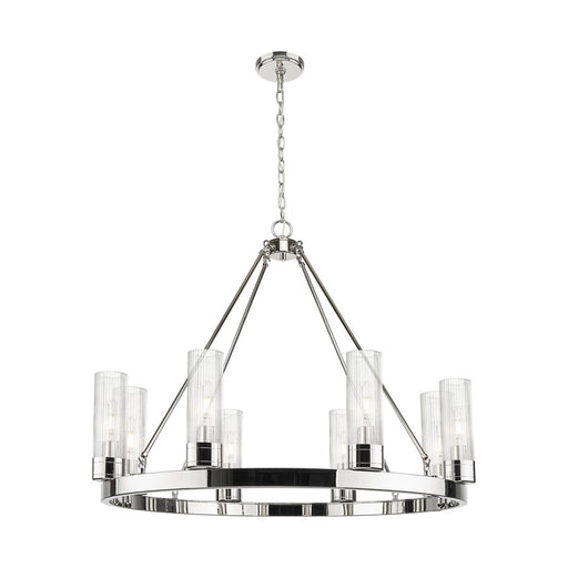 Innovations Boreas 6Lt 36" Chandelier 8" Shade, PN/STCL - 617-8CR-PN-G617-8SCL