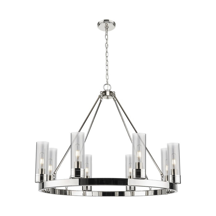 Innovations Boreas 6Lt 36" Chandelier 8" Shade, PN/Smoke - 617-8CR-PN-G617-8SM