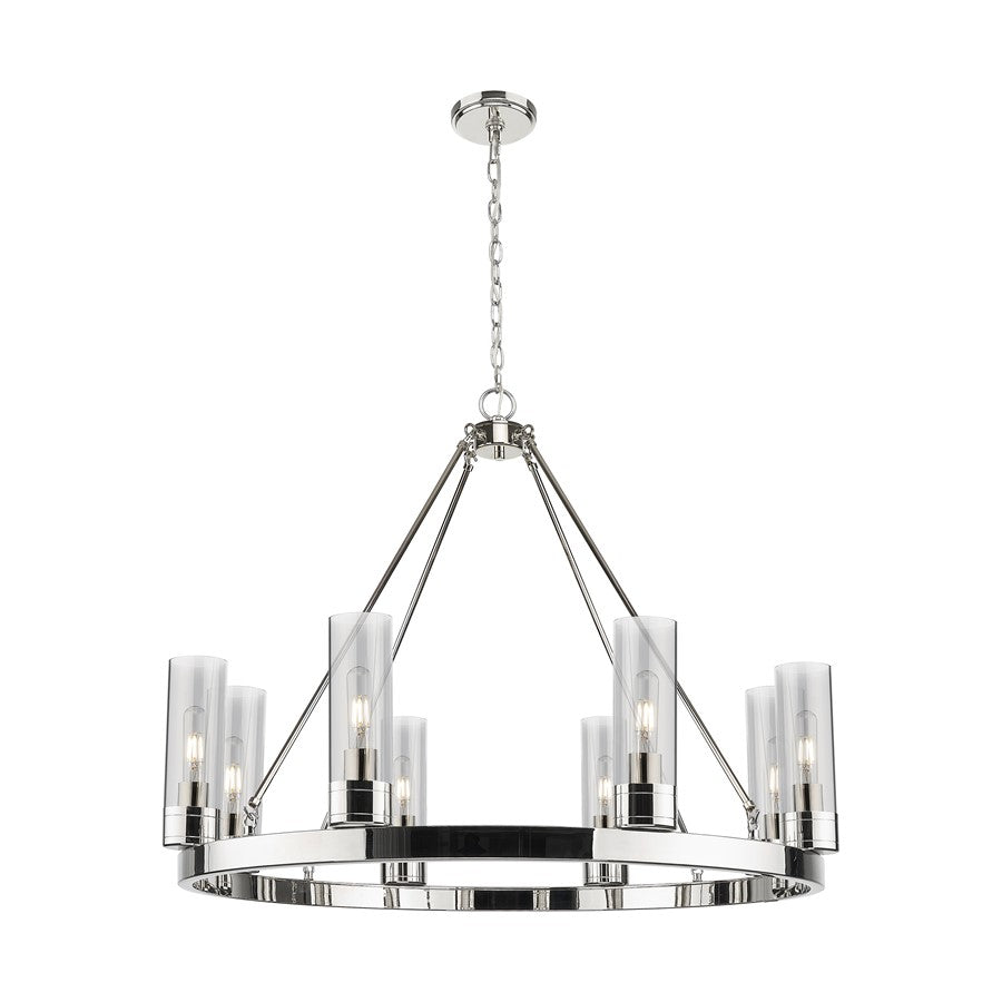 Innovations Boreas 6Lt 36" Chandelier 8" Shade, PN/Smoke - 617-8CR-PN-G617-8SM