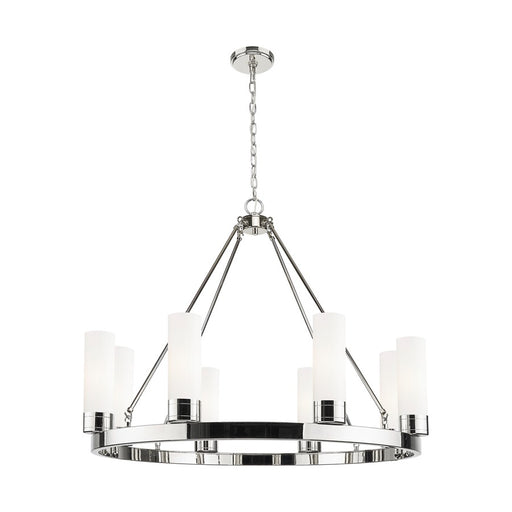 Innovations Boreas 6Lt 36" Chandelier 8" Shade, PN/STWH - 617-8CR-PN-G617-8SWH