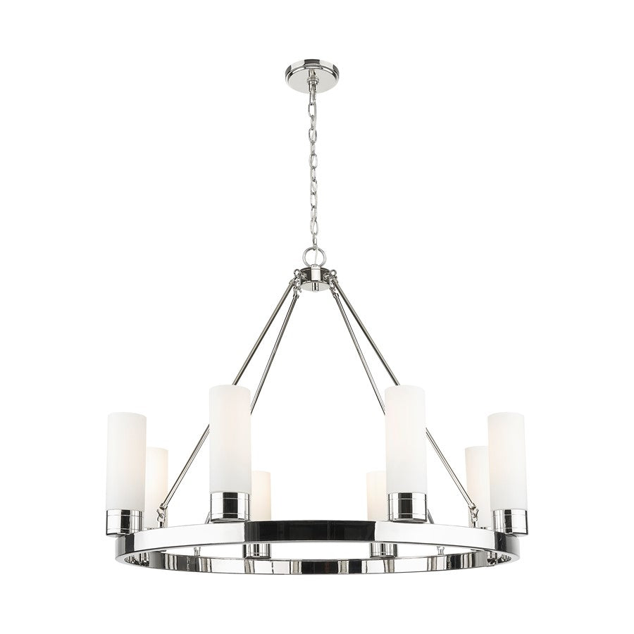 Innovations Boreas 6Lt 36" Chandelier 8" Shade, PN/White - 617-8CR-PN-G617-8WH