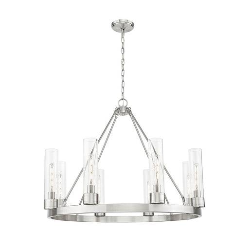 Innovations Boreas 6Lt 36" Chandelier 11" Shade, SN/Clear - 617-8CR-SN-G617-11CL