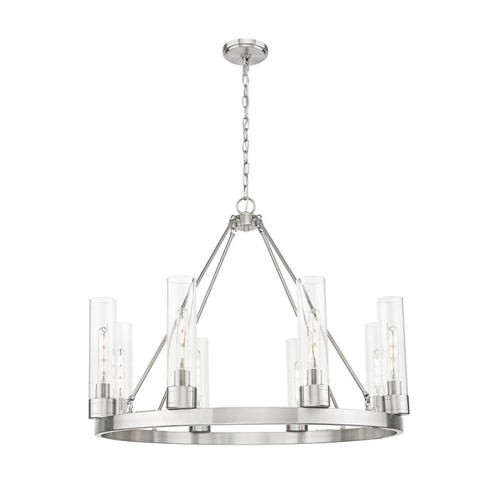 Innovations Boreas 6Lt 36" Chandelier 11" Shade, SN/Clear - 617-8CR-SN-G617-11CL