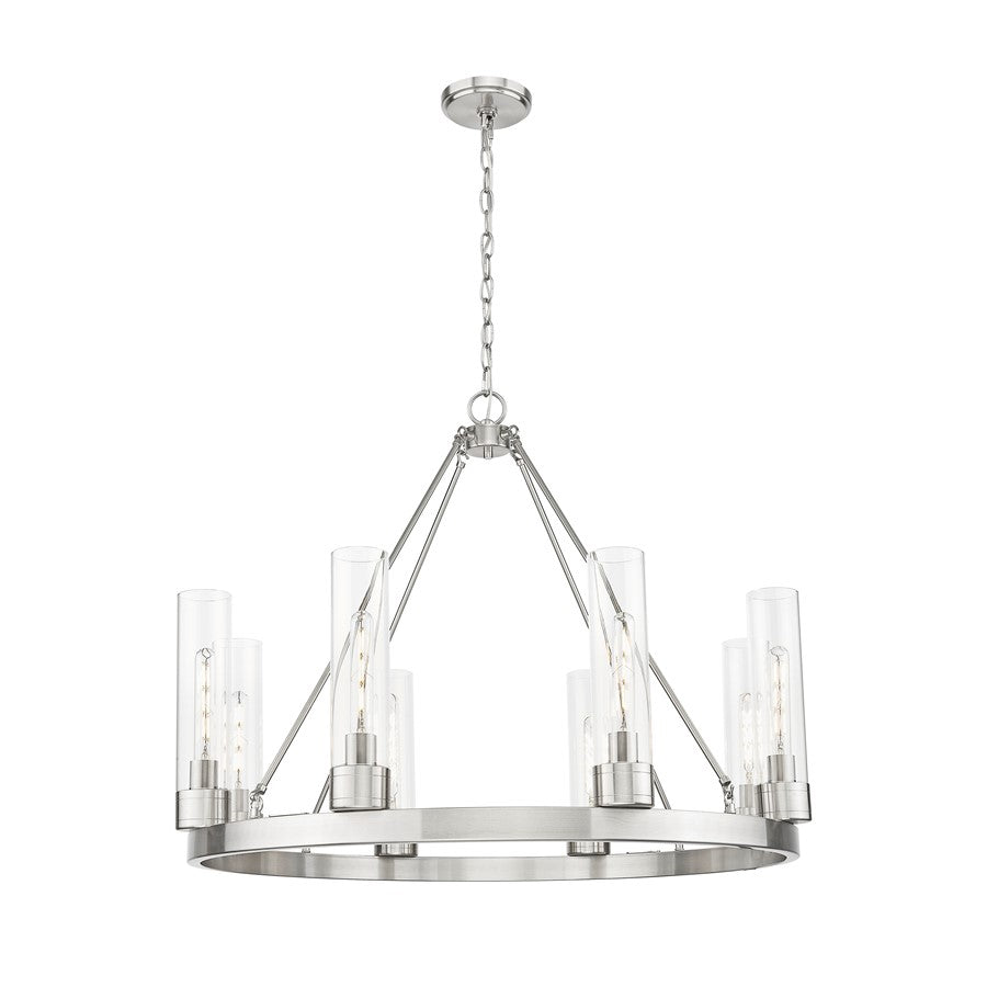 Innovations Boreas 6Lt 36" Chandelier 11" Shade, SN/Clear - 617-8CR-SN-G617-11CL