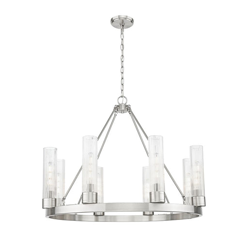 Innovations Boreas 6Lt 36" Chandelier 11" Shade, SN/STCL - 617-8CR-SN-G617-11SCL