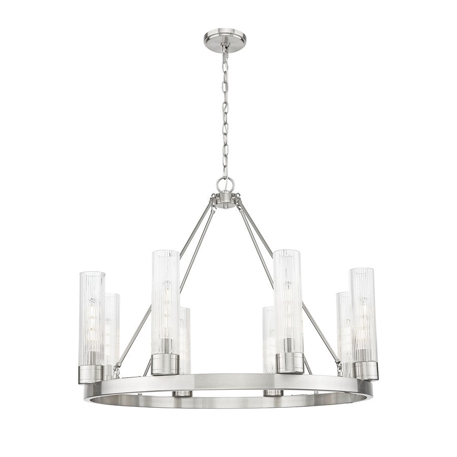 Innovations Boreas 6Lt 36" Chandelier 11" Shade, SN/STCL - 617-8CR-SN-G617-11SCL