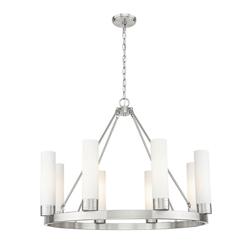 Innovations Boreas 6Lt 36" Chandelier 11" Shade, SN/STWH - 617-8CR-SN-G617-11SWH