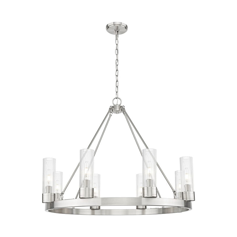 Innovations Boreas 6Lt 36" Chandelier 8" Shade, SN/STCL - 617-8CR-SN-G617-8SCL