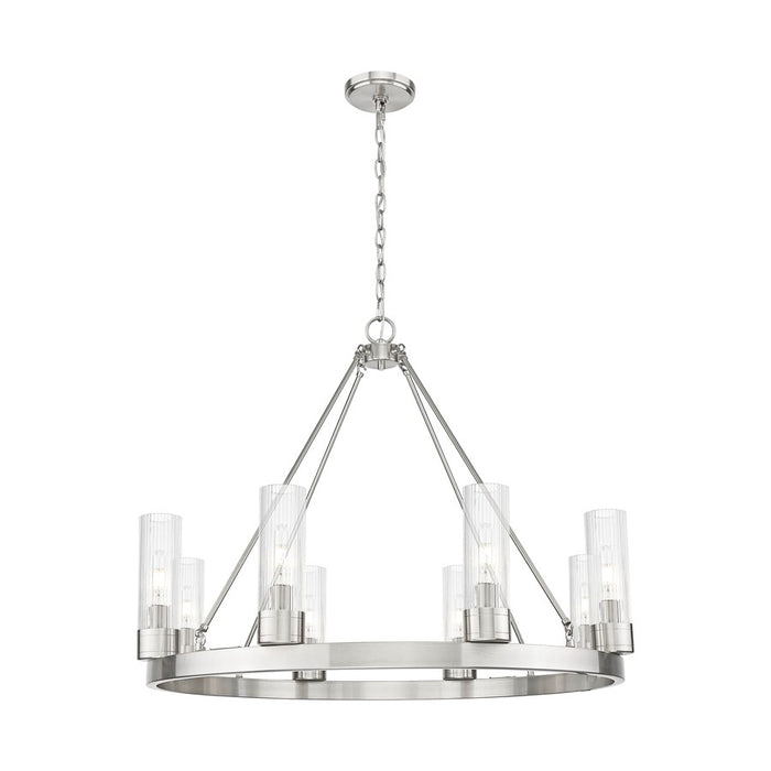 Innovations Boreas 6Lt 36" Chandelier 8" Shade, SN/STCL - 617-8CR-SN-G617-8SCL