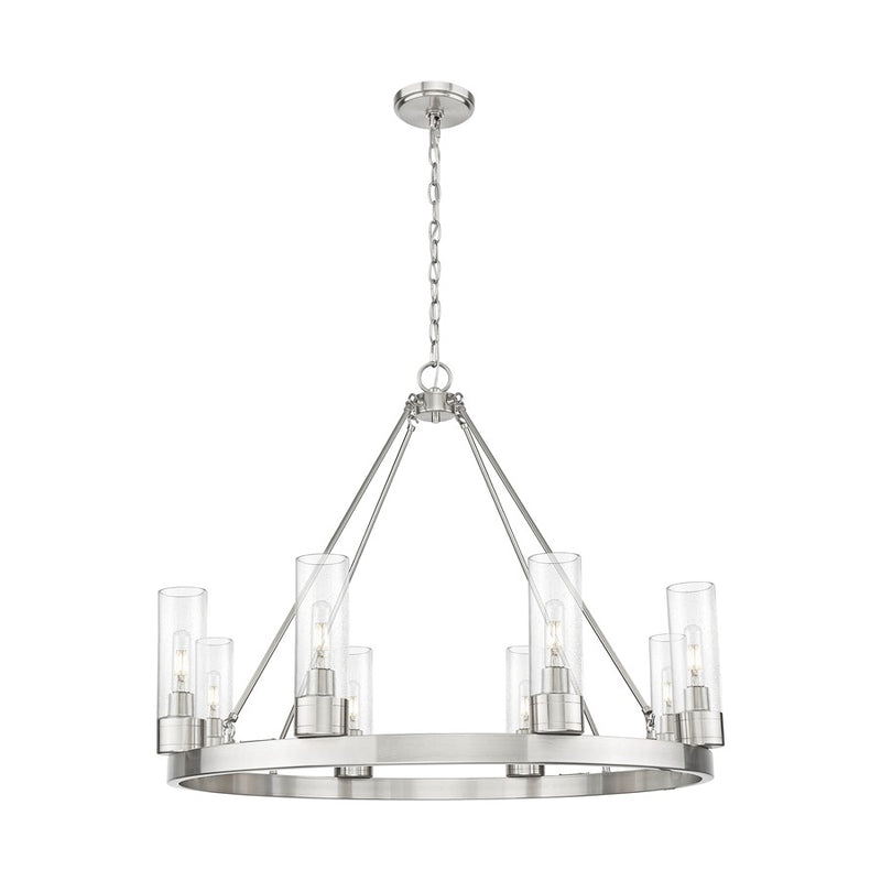 Innovations Boreas 6Lt 36" Chandelier 8" Shade, SN/Seed - 617-8CR-SN-G617-8SDY