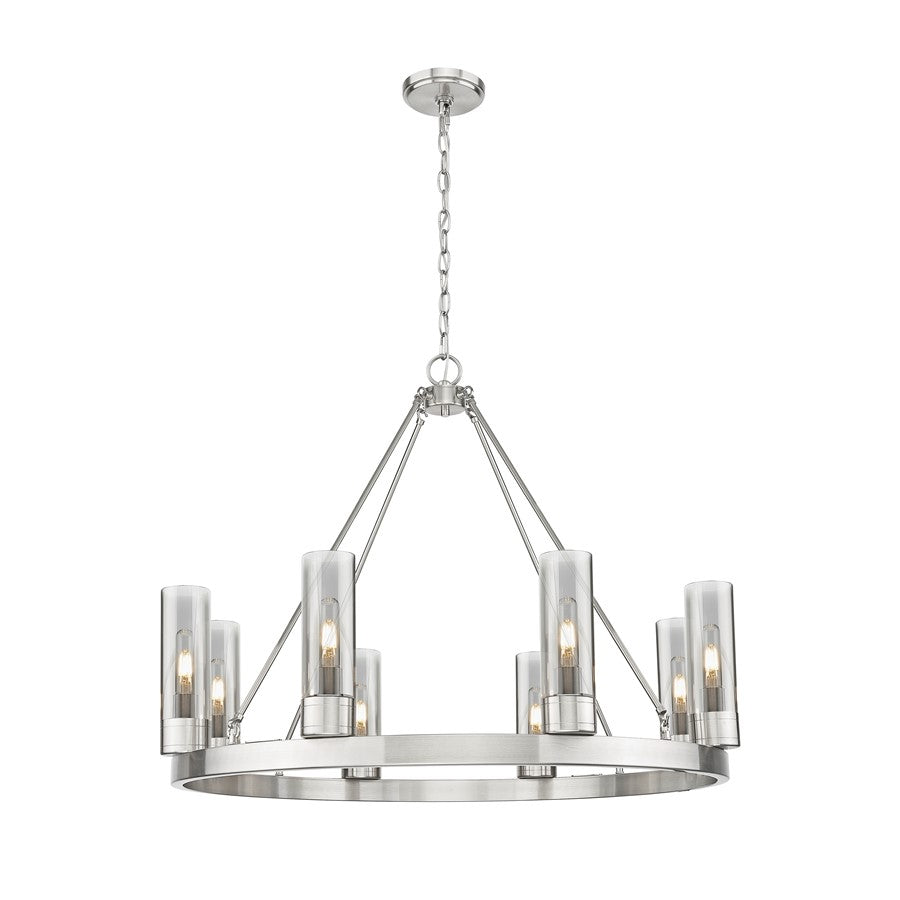 Innovations Boreas 6Lt 36" Chandelier 8" Shade, SN/Smoke - 617-8CR-SN-G617-8SM