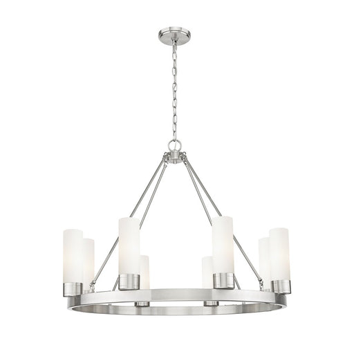 Innovations Boreas 6Lt 36" Chandelier 8" Shade, SN/STWH - 617-8CR-SN-G617-8SWH
